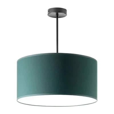 Image de Miratic Suspension Luminaire avec Source Lumineuse Remplaçable Plafonnier pour Ampoule à Culot E27 max. 60W (Ampoule Non Incluse) Abat Jour en Tissu Version Courte (vert bouteille)