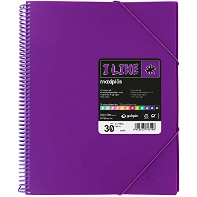 Image de Grafoplás Maxiplas 39823235 Classeur à spirales transparentes A4 avec couverture rigide en polypropylène opaque Violet