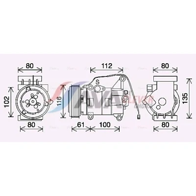 Image de AVA COOLING SYSTEMS MZAK290 compresseur De Climatisation 10SA13E 12V R134a avec huile PAG, embrayage magnétique, sans diode