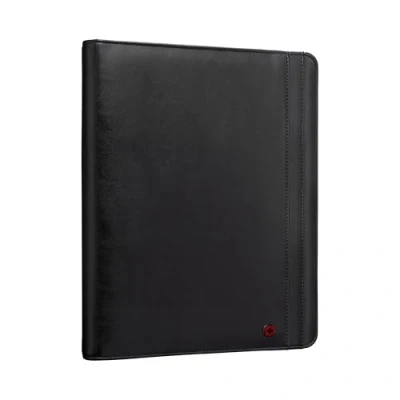 Image de WENGER Venture Padfolio avec Poche pour Tablette Tactile 10 Pouces, Poignée, Système d’Organisation Professionnel, Femmes Hommes, Bureau Voyages d’Affaires Uni, Noir, 611710
