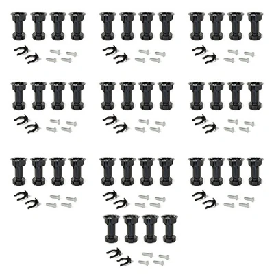 Image de EMUCA 2032617 Jeu de 4 pieds réglables avec accessoires pour cuisine/salle bain, en plastique, Noir, 150 mm, Set 10 Pièces