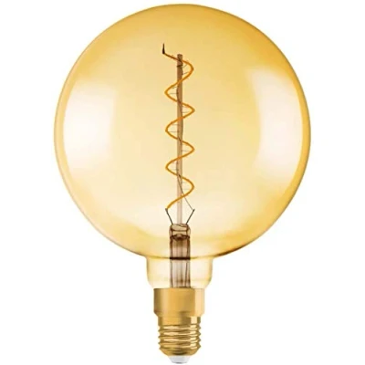 Image de Osram Vintage Edition 1906 Ampoule LED à Filament Spirale Culot E27 Forme Spéciale Globe 200mm Big Or Ambrée Blanc Chaud 2000K 5W (Équivalent 28W)