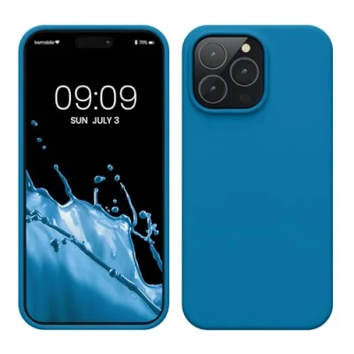 Image de kwmobile Housse Compatible avec Apple iPhone 14 Pro Max Coque de téléphone Fine Finition Douce Bleu Vif