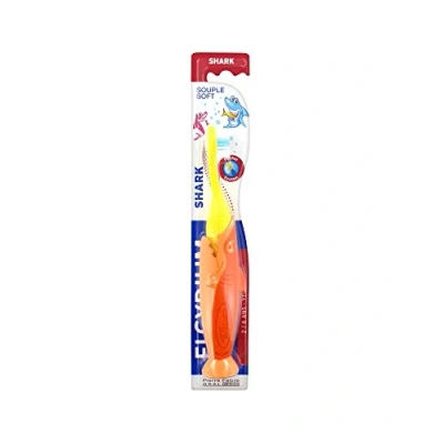 Image de ELGYDIUM Shark 26 Ans Vieux Brosse à dents souple Orange et Jaune