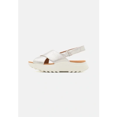 Image de Clarks Dashlite WISH Sandales à plateforme, Femme, Taille: 39.5, Silver metallic Cuir