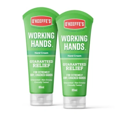 Image de O&#039;Keeffe&#039;s Working Hands, tubes de 80 ml (lot 2) Crème pour les mains extrêmement sèches et craquelées Augmente instantanément niveaux d&#039;humidité, crée une couche protectrice empêche la