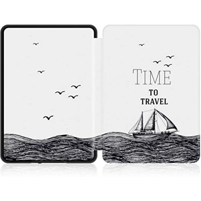 Image de EKH Kindle Paperwhite 4 [10Th Generation 2018] Couverture en Cuir Intelligente Durable avec réveil/Sommeil Automatique Convient au dernier Motif de marbre Noir