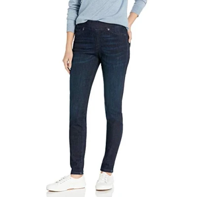 Image de Amazon Essentials Jegging extensible à enfiler (disponible en grande taille) Femme, Délavé Foncé, 40 Taille courte
