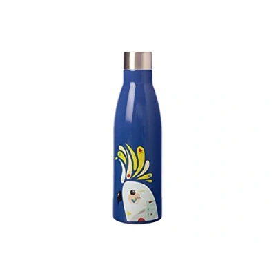Image de Maxwell &amp; Williams Bouteille Isotherme en Inox 18/8, Illustration Cacatoès, Collection Pete Cromer, 500 ml Bleu Royal