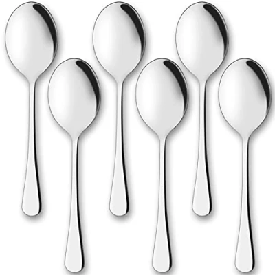 Image de AOOSY Ensemble de cuillère Service, 6 cuillères à Soupe en Acier Inoxydable, dîner, Buffet, Banquet, Cuisine, Restaurant, Basics, ustensiles Argent