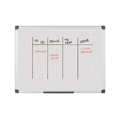 Image de Bi Office Maya quadrillée effaçable à sec avec cadre en aluminium Double Face Tableau blanc 180 x 120 cm 90x60cm