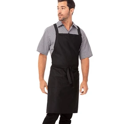 Image de Chef Works Tablier à bretelles croisées dans le dos unisexe, Noir, taille unique