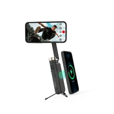 Image de PowerVision S1 Smartphone Nacelle de stabilisation pour iPhone Android Vlog Youtuber Trépied AI Tracking Selfie Powerbank Support Téléphone Accessoire Voyage （Explorer Kit，Noir）