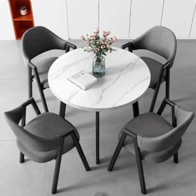 Image de Table Avec Chaise Encastrable,Ensemble Et Salle A Manger,Ensemble Chaises,Table À Manger 4 Manger(Dark gr