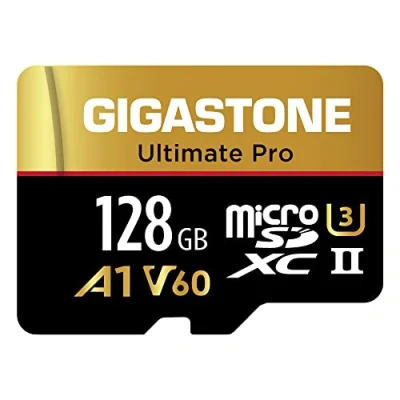 Image de [5 Ans Récupération de données Gratuite] GIGASTONE UHS II V60 Carte Mémoire 128 Go, Ultimate Pro, Vitesse jusqu&#039;à 280/100 Mo/s, pour GoPro, DJI, Drone, 4K Video A1 U3 C10 MicroSDXC avec Adaptateur