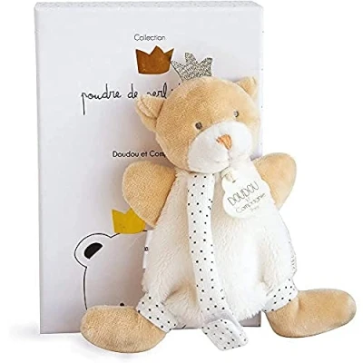 Image de DOUDOU ET COMPAGNIE Attache Tétine Peluche Ours 15 cm Miel Jolie Boîte Cadeau Toute Douce Petit Roi Adapté aux Enfants dès 1 an DC3512