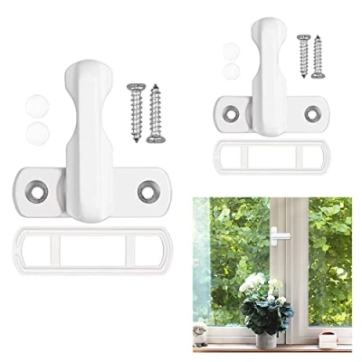 Image de Lot de 2 verrous porte fenêtre avec vis Sash Jammer Serrure pour UPVC, PVC, portes, fenêtres, sécurité à la maison