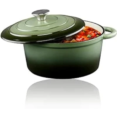 Image de alpina Cocotte en Fonte avec Couvercle Poêle ⌀ 24 cm Toutes Sources de Chaleur Vert