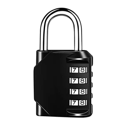 Image de cadenas à Combinaison 4 chiffres, Code en Alliage de Zinc, pas Besoin Clés, Changez vous Même Votre Volonté, Adapté aux Casiers, Garages, Portails, écoles Noir
