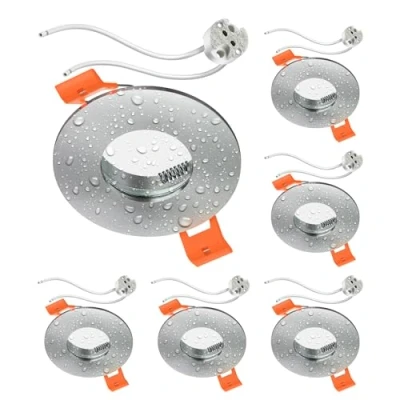 Image de ledscom.de 6 cadres d&#039;encastrement au plafond pour salle de bain ERID, pièce humide, bain, IP44, rond, aluminium mat, douille GU5.3 incluse