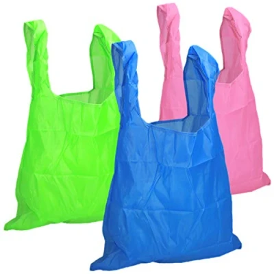 Image de com four® 3X Sac à provisions Pliable de différentes Couleurs en Nylon, réutilisable dans Un Transport (03 pièces Bleu. Vert. Rose)