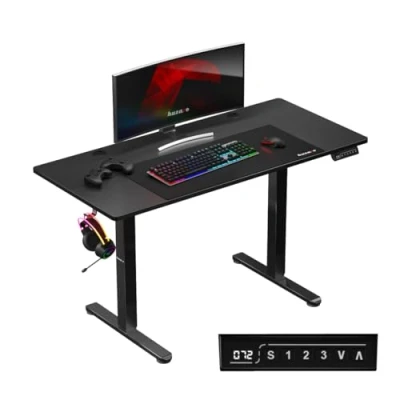 Image de huzaro Hero 8.2 Bureau Assis Debout Electrique 120x60cm Réglable en Hauteur Construction métal Gaming PC Gamer Noir