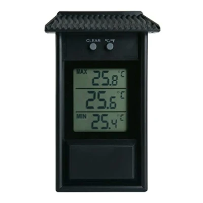 Image de NA Thermomètre numérique pour serre max et min surveiller les températures maximales minimales, accessoire de mural intérieur ou extérieur Noir