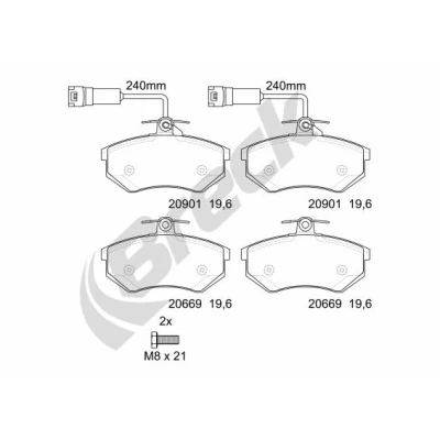 Image de BRECK 20669 10 701 Jeu de plaquettes frein contact signal d&#039;usure inclus, avec palpeur intégré AUDI: 80 B4 Berline, Avant