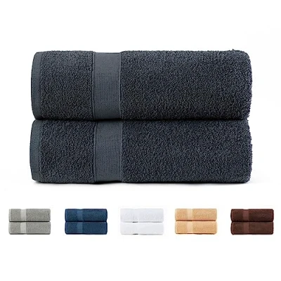 Image de Todocama Lot de 2 Serviettes Douche, 100% Coton 550 g/m², Extra Douces, très absorbantes et à séchage Rapide. Dimensions 70 x 140 cm, Couleur Gris foncé.