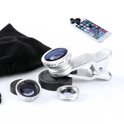 Image de KIT 3 en 1 Lentille Objectif Clip Caméra Téléphone Smartphone Fisheye Zoom Macro (Kit 1)