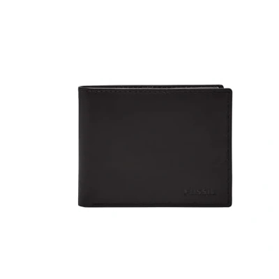 Image de Fossil Derrick Étui à Passeport en Cuir RFID Deux Volets avec Porte Cartes Amovible Noir