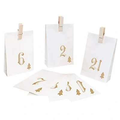 Image de Pajoma Simple Calendrier de l&#039;Avent, 1 x 24 sachets à remplir, avec Pinces, pour Noël