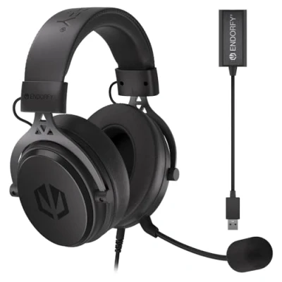 Image de ENDORFY VIRO Plus USB, Over Ear Headphones, Additional Pair of Fabric earpads, Detachable Microphone, Cable, USB 7.1 Sound Card EY1A001
