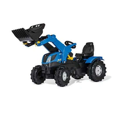 Image de Rolly Toys 611256 New Holland RollyFarmtrac Siège réglable pour enfant de 3 à 8 ans avec système d&#039;attelage avant et arrière