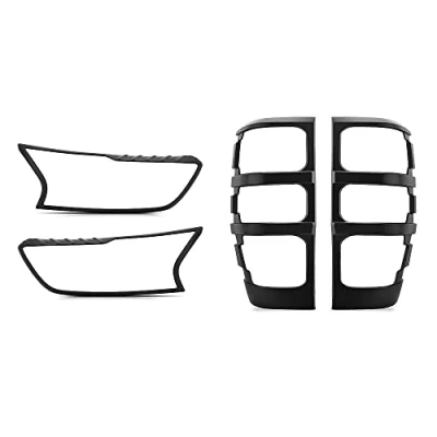 Image de tunez Protections de phare et feu arrière compatibles avec Ranger PX Wildtrak T6 MK2 couvercle lampe avant noir mat