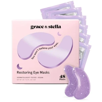 Image de Grace &amp; Stella Patch Yeux [Violets 48 Paires] au Rétinol pour Cernes Sous les Masque Gonflés Vegan, Sans Cruauté