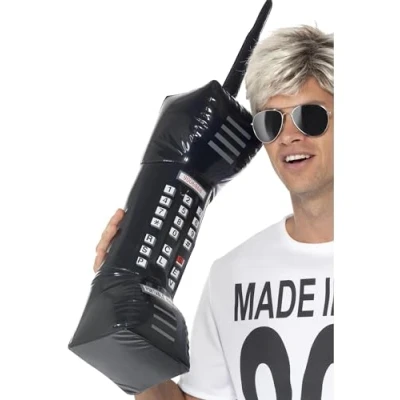 Image de Smiffys Téléphone portable rétro gonflable, noir, 76cm / 30in
