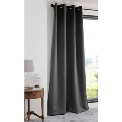 Image de Stof Rideau Occultant Notte avec Œillets pour Salon ou Chambre Taille 140x280 Anthracite Fenêtre Dressing Obscurcissant et Isolant Existe en 3 Tailles Maison