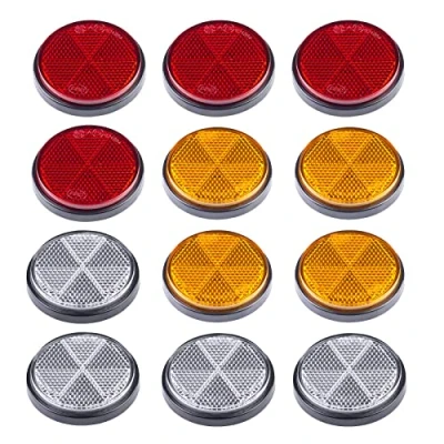 Image de BEIJISTAR Kit Réflecteurs pour Remorque, 4 Catadioptre Rouge, Jaune, Blanc, Rond Soi Adhésif, Remorque Camion RV Caravane