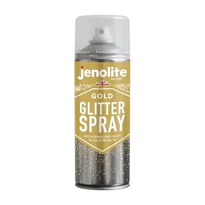 Image de JENOLITE Spray Pailleté Doré Clear Laque 400 ml Ajoute une finition scintillante à n&#039;importe quelle surface les cadres photo, miroirs, ornements, Noël