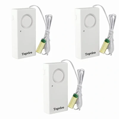 Image de Topvico Lot de 3 détecteurs Fuite d&#039;eau pour sous Sol 120 DB Fonctionne Seul à Piles Blanc