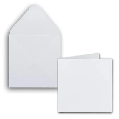 Image de NEUSER PAPIER Lot de 25 cartes carrées, avec enveloppes, vierges, 14 x cm, blanc éclatant, d&#039;invitation imprimables, idéales pour personnaliser et créer soi même