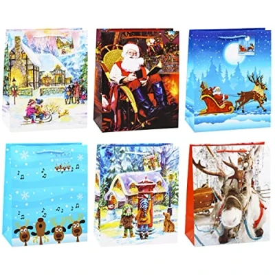 Image de TSI Sac cadeau pour Noël, lot de 12, taille : grand (32 x 26 13,5 cm), N d&#039;art. 82318