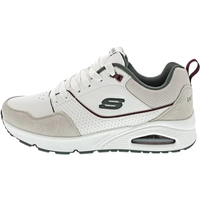 Image de Skechers Homme Uno Retro One Baskets, Daim Duraleather Blanc Maille Verte Burg, 43 EU