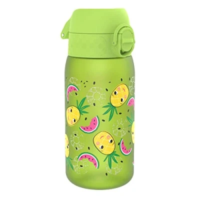 Image de Ion8 Gourde Enfant, 350ml, Anti Fuite, Facile à Ouvrir, Verrouillage Sécurisé, Lavable en Lave Vaisselle, Sans BPA, Poignée de Transport, Nettoyer, Carbone Neutre, Motif Ananas