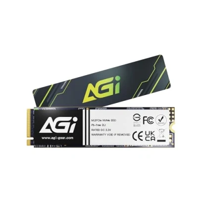 Image de AGI AI298 2 to M.2 PCIe Gen3x4 NVMe 2280 SSD, 3D NAND, DRAM Cache, Read Speed up 2400MB/s, Compatible with Laptop and Desktop Computer (PC)