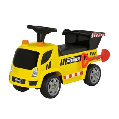Image de HOMCOM Porteur Enfant Camion 18 36 Mois Benne basculante Pelle Effets sonores Lumineux Noir Jaune