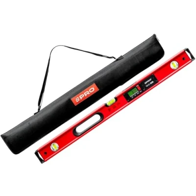 Image de PRO900 Niveau Electronique 80cm avec 2 écrans LCD et pochette à bulle numérique mémoire de mesure jusqu&#039;à 19 résultats Indice protection IP65 Couleur Rouge