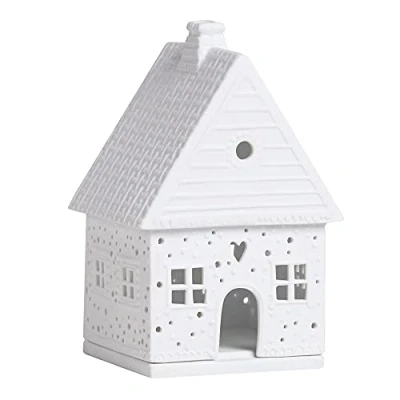 Image de Räder Maison Lumineuse en Pain d&#039;épices Porcelaine Non émaillée Couleur : Blanc Dimensions 14 x 9 8,5 cm 90318