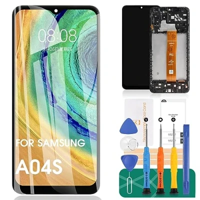 Image de SRJTEK Écran LCD de rechange pour Samsung Galaxy A04s SM A047F A047F/DS Display A047F/DSN tactile numériseur Pièces réparation 6,5&#039;&#039; (noir avec cadre)